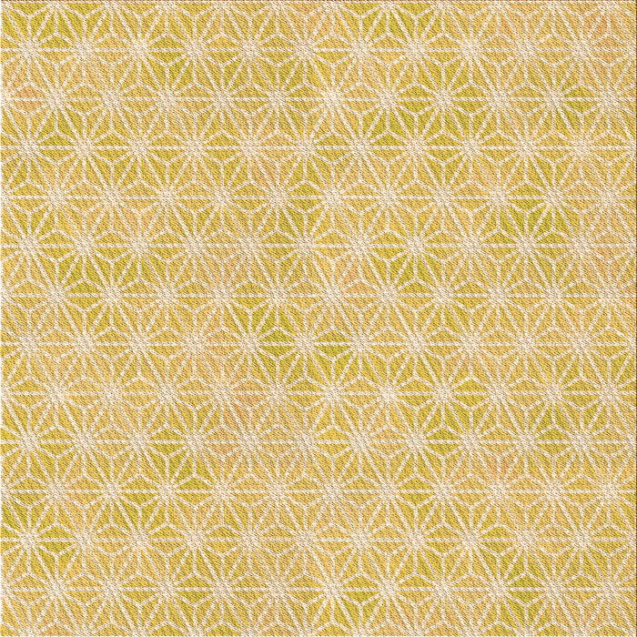 Round Machine Washable Transitional Yellow Rug, wshpat3766org
