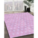 Machine Washable Transitional Blossom Pink Rug in a Family Room, wshpat3766pur