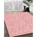 Machine Washable Transitional Pink Rug in a Family Room, wshpat3766rd