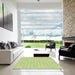 Square Patterned Tea Green Modern Rug in a Living Room, pat3766