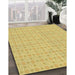 Machine Washable Transitional Bold Yellow Rug in a Family Room, wshpat3767brn
