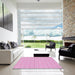 Machine Washable Transitional Blossom Pink Rug in a Kitchen, wshpat3767pur