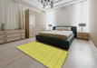 Machine Washable Transitional Neon Yellow Rug in a Bedroom, wshpat3767