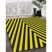 Patterned Golden Yellow Rug, pat3768yw