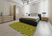 Patterned Golden Yellow Rug in a Bedroom, pat3768yw