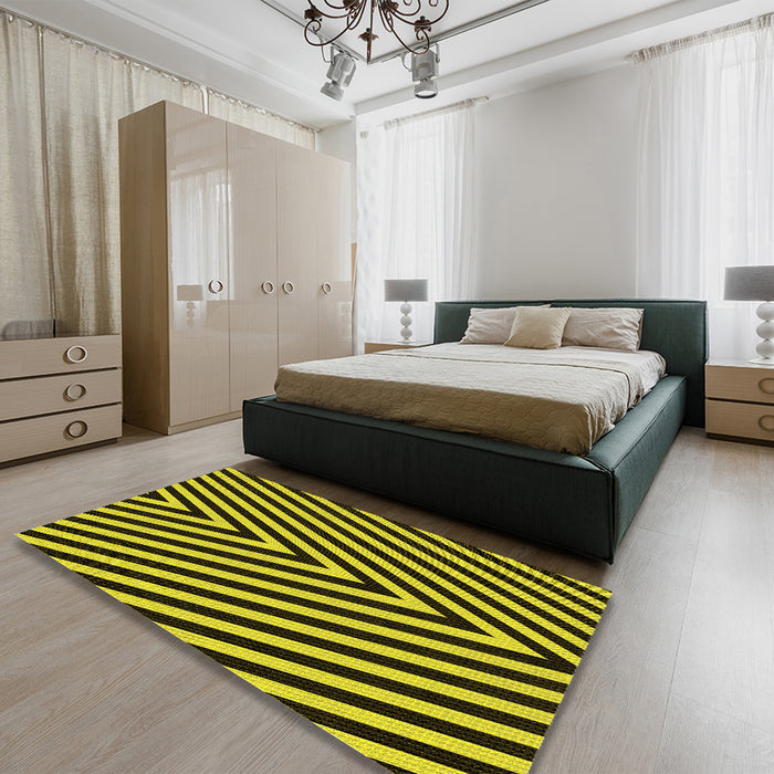 Patterned Golden Yellow Rug in a Bedroom, pat3768yw