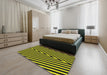 Patterned Mid Gray Novelty Rug in a Bedroom, pat3768