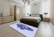 Patterned Blue Rug in a Bedroom, pat3769blu