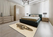 Patterned Vanilla Gold Rug in a Bedroom, pat3769brn