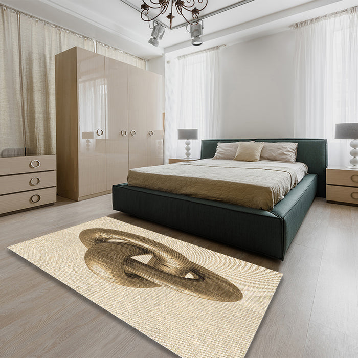 Patterned Vanilla Gold Rug in a Bedroom, pat3769brn