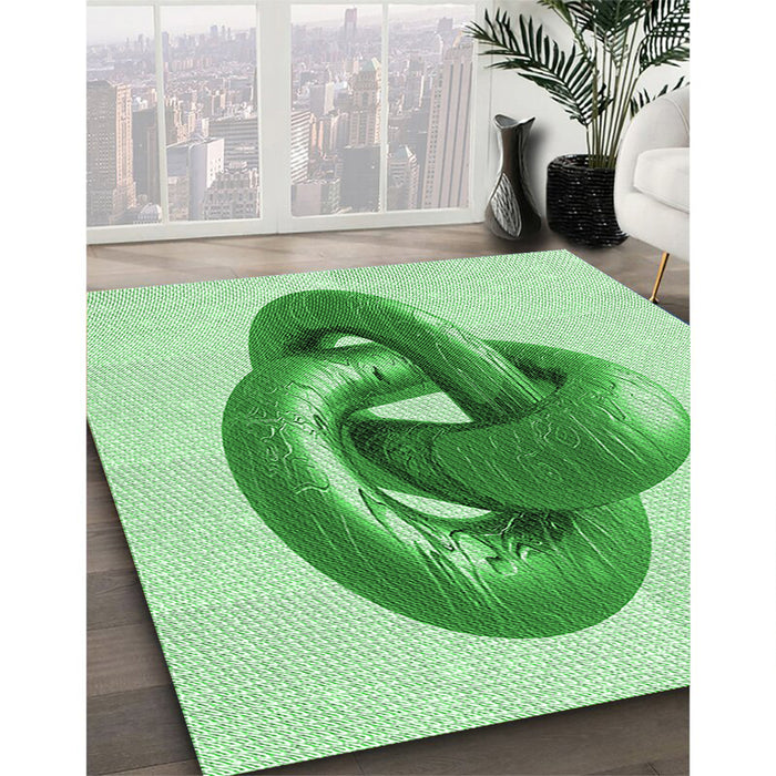 Machine Washable Transitional Mint Green Rug in a Family Room, wshpat3769grn