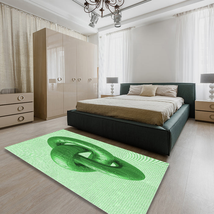 Patterned Mint Green Rug in a Bedroom, pat3769grn