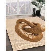 Patterned Deep Peach Orange Rug, pat3769org