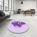 Round Patterned Purple Rug in a Office, pat3769pur