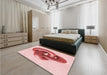 Patterned Red Rug in a Bedroom, pat3769rd