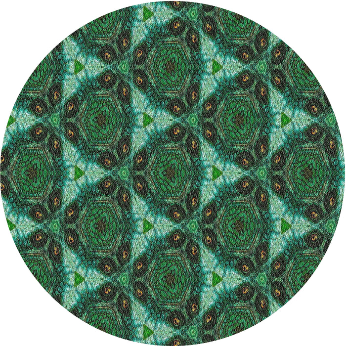 Square Machine Washable Transitional Dark Forest Green Rug, wshpat376