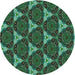 Square Machine Washable Transitional Dark Forest Green Rug, wshpat376