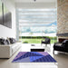 Square Patterned Cobalt Blue Rug in a Living Room, pat377blu