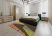 Patterned Cinnamon Brown Rug in a Bedroom, pat377brn