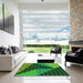 Machine Washable Transitional Deep Emerald Green Rug in a Kitchen, wshpat377grn