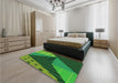 Patterned Deep Emerald Green Rug in a Bedroom, pat377grn