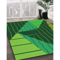 Patterned Deep Emerald Green Rug, pat377grn