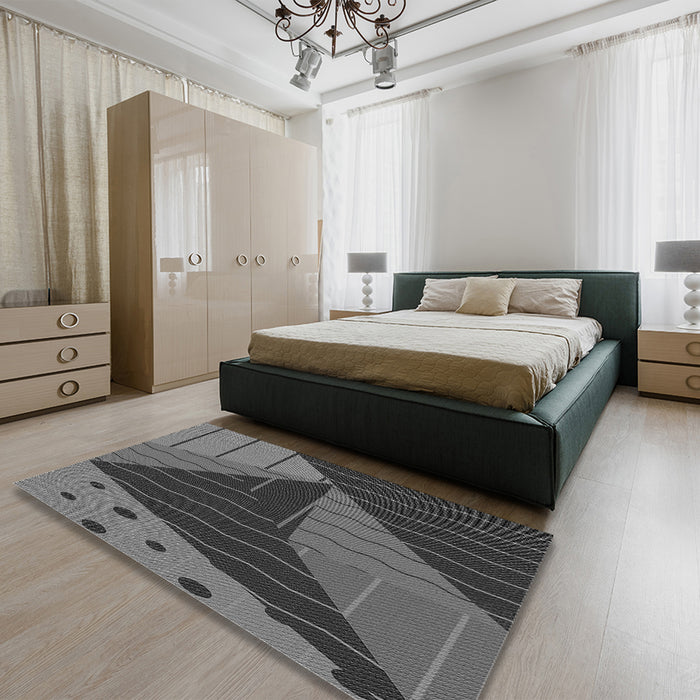 Patterned Gray Rug in a Bedroom, pat377gry
