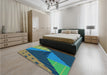 Patterned Emerald Green Rug in a Bedroom, pat377lblu