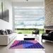 Square Patterned Bright Purple Rug in a Living Room, pat377pur