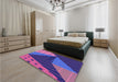 Patterned Bright Purple Rug in a Bedroom, pat377pur