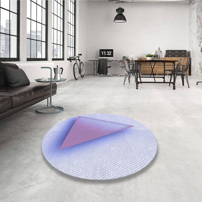 Round Patterned Blue Rug in a Office, pat3771blu