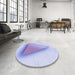 Round Patterned Blue Rug in a Office, pat3771blu