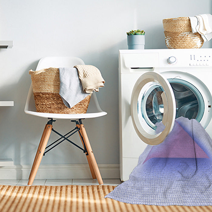 Machine Washable Transitional Blue Rug in a Washing Machine, wshpat3771blu