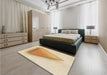 Patterned Golden Blonde Gold Rug in a Bedroom, pat3771brn