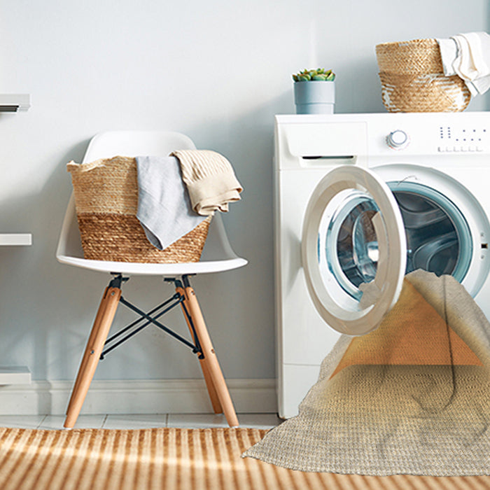 Machine Washable Transitional Golden Blonde Gold Rug in a Washing Machine, wshpat3771brn