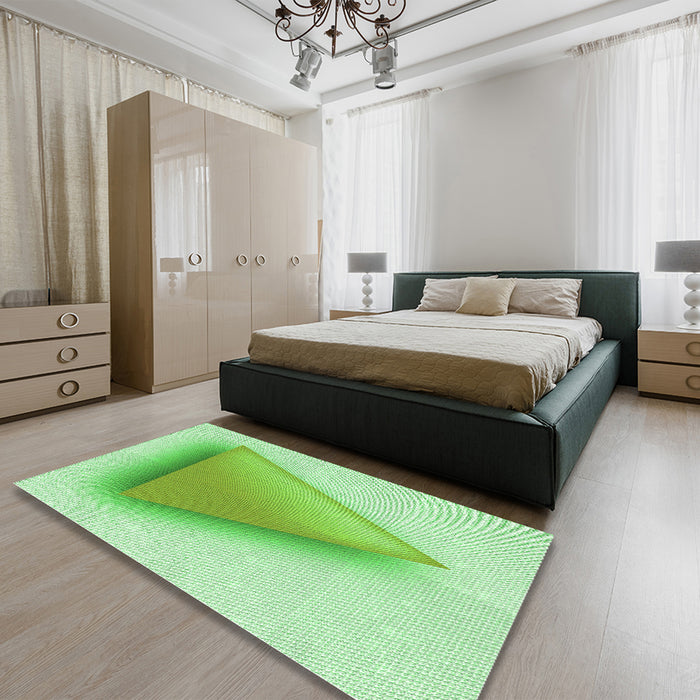 Patterned Green Rug in a Bedroom, pat3771grn