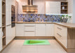 Patterned Green Rug in a Kitchen, pat3771grn