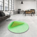 Round Patterned Green Rug in a Office, pat3771grn