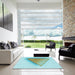 Square Patterned Blue Rug in a Living Room, pat3771lblu