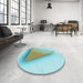 Round Patterned Blue Rug in a Office, pat3771lblu