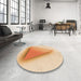 Round Patterned Khaki Gold Rug in a Office, pat3771org