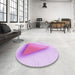 Round Patterned Blossom Pink Rug in a Office, pat3771pur