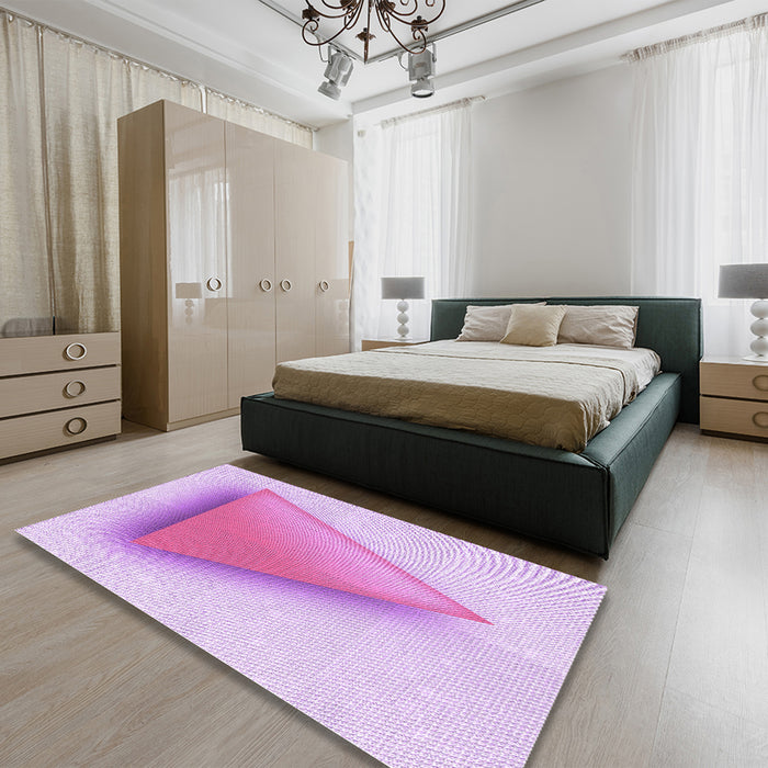 Patterned Blossom Pink Rug in a Bedroom, pat3771pur