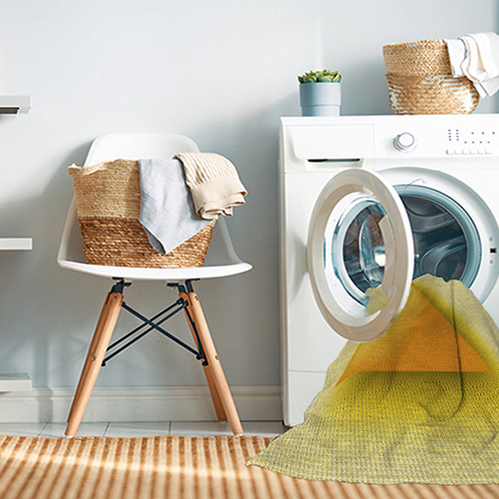 Machine Washable Transitional Yellow Rug in a Washing Machine, wshpat3771yw