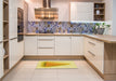 Patterned Yellow Rug in a Kitchen, pat3771yw