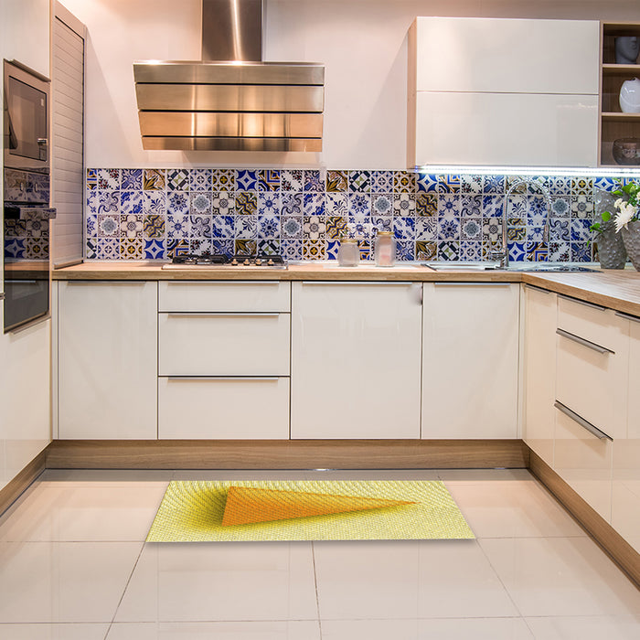 Patterned Yellow Rug in a Kitchen, pat3771yw
