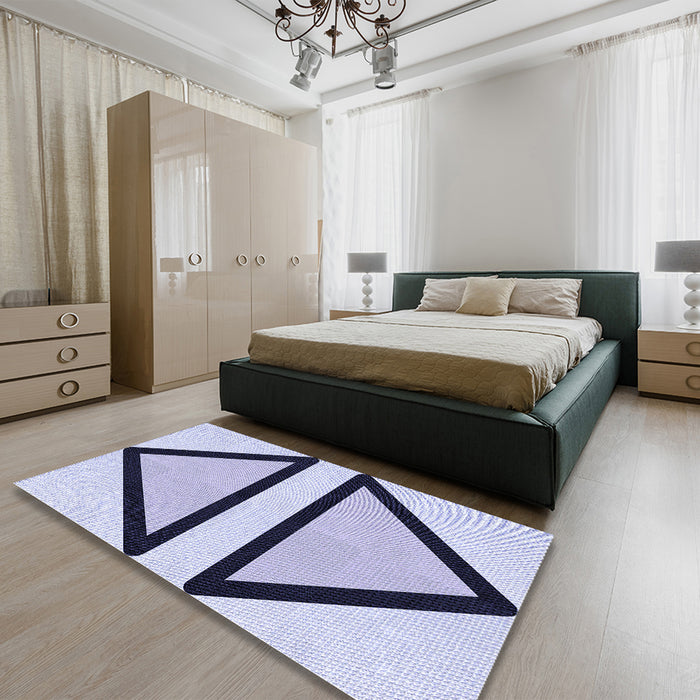 Patterned Purple Rug in a Bedroom, pat3772blu