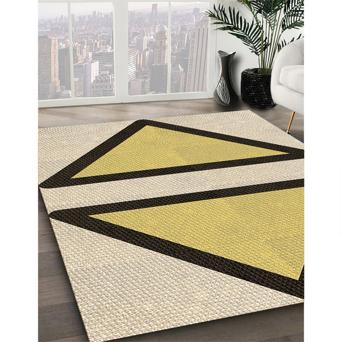 Machine Washable Transitional Sun Yellow Rug in a Family Room, wshpat3772brn