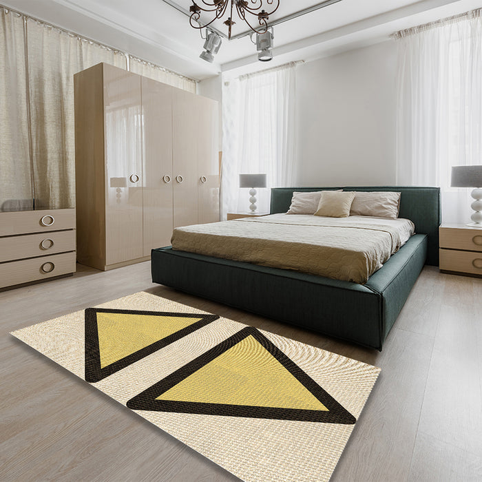 Patterned Sun Yellow Rug in a Bedroom, pat3772brn