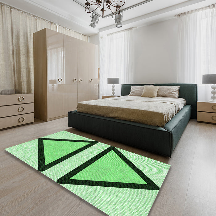 Patterned Jade Green Rug in a Bedroom, pat3772grn